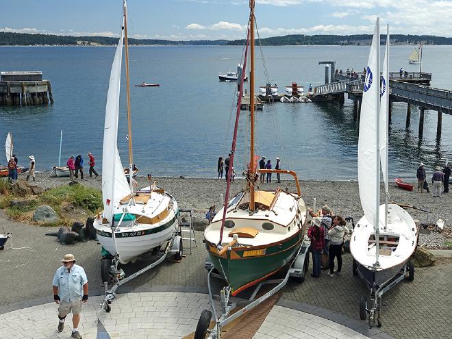 Three sloops on trailers on the NWMC commons